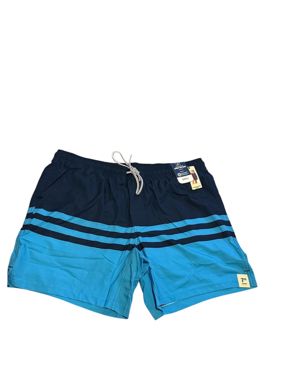 George Men's Two-Tone Blue Stripe Swim Trunks - Navy & Aqua size xl